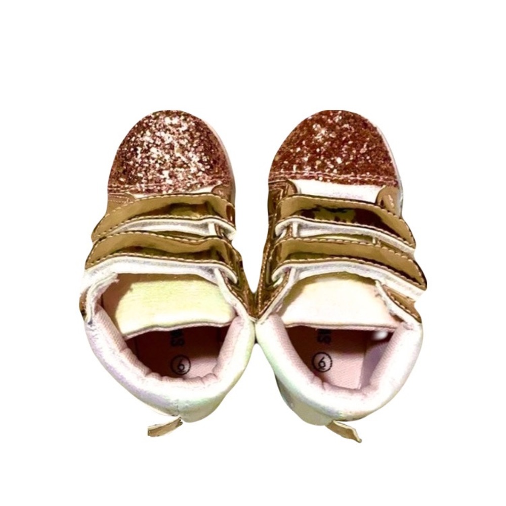 Mermaid Glitter Gold Pink High-Top Sneakers - Picture 9 of 14